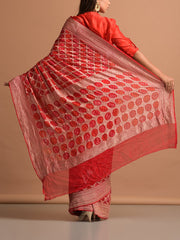 Red Georgette Bandhani Zari Saree