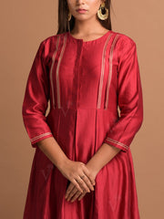 Deep Red Chanderi Kurta Set