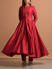 Red Chanderi Suit Set