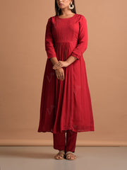 Red Wrinckle Chiffon Suit Set