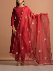 Red Wrinckle Chiffon Suit Set