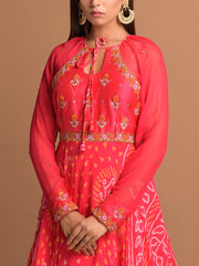 Pink Georgette Bandhani Gown