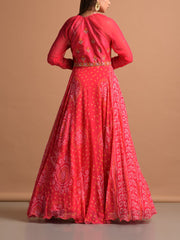 Pink Georgette Bandhani Gown