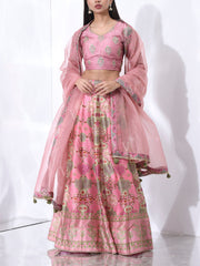 Pink Vasansi Silk Printed Lehenga Set