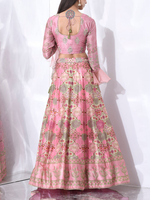 Pink Vasansi Silk Printed Lehenga Set