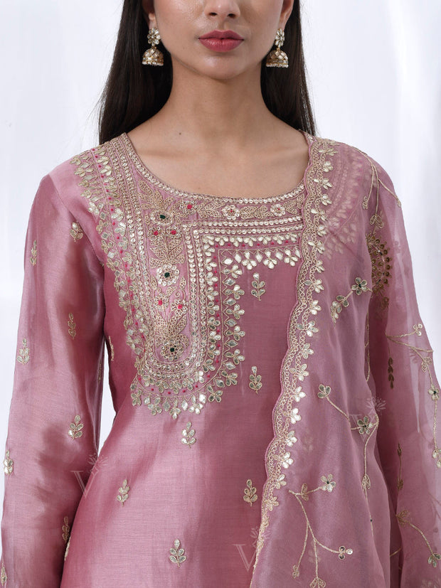 Old Rose Chanderi Suit Set