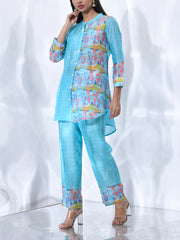 Aqua Blue Vasansi Silk Co-Ord Set