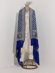 Light and Dark Blue Georgette Bandhani Zari Dupatta