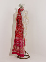 Pink  Gazi silk Bandhani Zari Dupatta