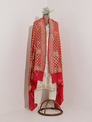 Blood Red Georgette Bandhani Zari Dupatta