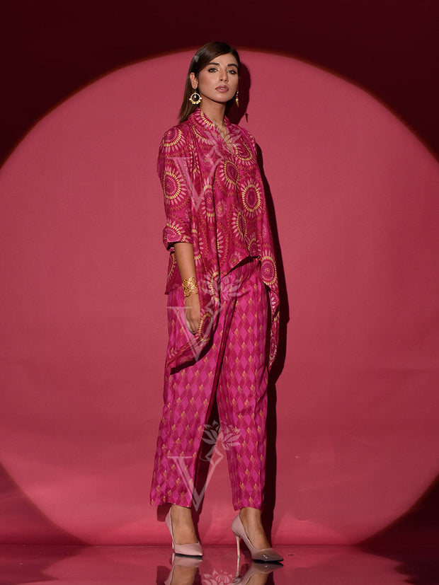 Ruby Pink Vasansi Silk Printed Co-ord Set