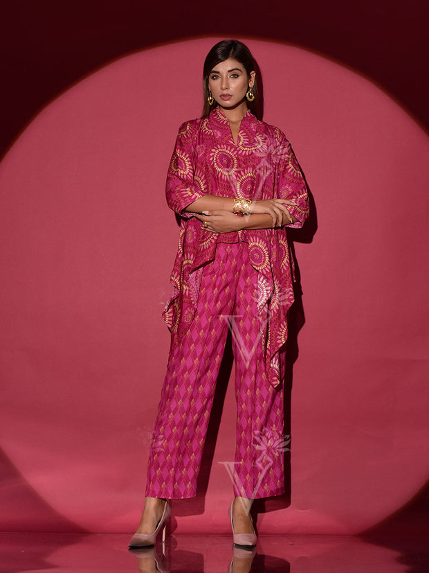 Ruby Pink Vasansi Silk Printed Co-ord Set