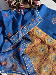 Blue Vasansi Silk Dress Material