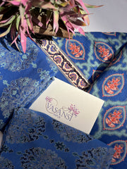 Blue Cotton Printed Dress Material