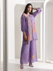 Mauve Cotton Silk Palazzo Jacket Set