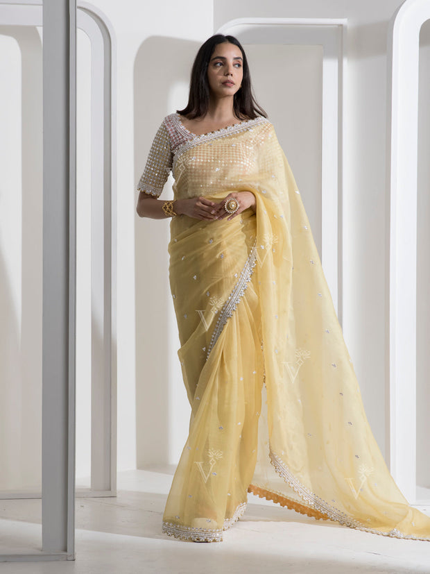 Yellow Organza Saree