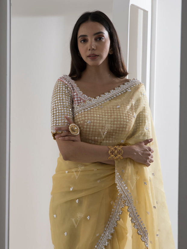 Yellow Organza Saree