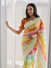 Multi Color Organza Saree