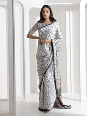 White Swaroski Satin Saree