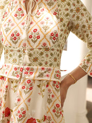 Off White Vasansi Silk Printed Anarkali Gown