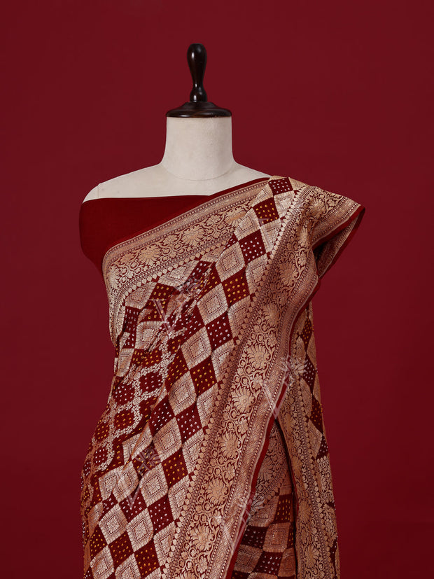 Brown Georgette Zari Saree