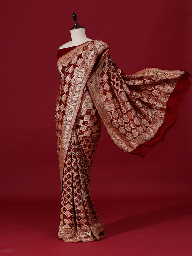 Brown Georgette Zari Saree