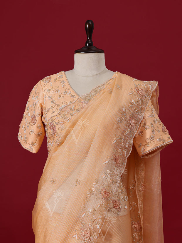 Peach Organza Saree