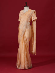 Peach Organza Saree