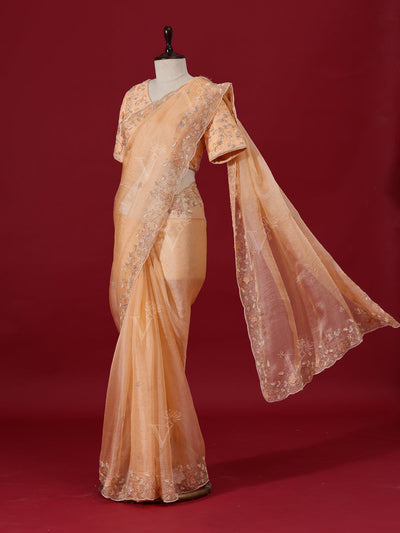 Peach Organza Saree