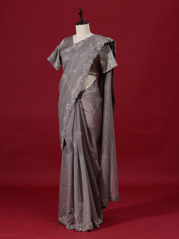 Grey Organza Saree