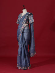 Blue Organza Saree