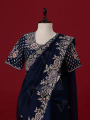 Blue Organza Saree