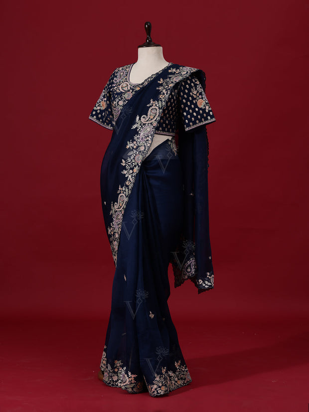 Blue Organza Saree