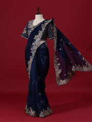 Blue Organza Saree