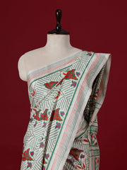 Off White Silk Printed Saree