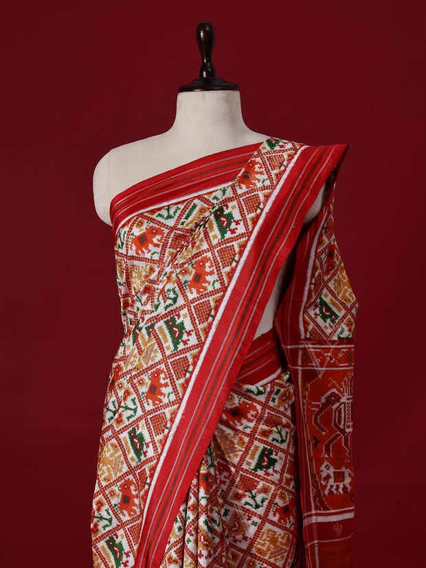 Red Silk Silk Double Ikat Patola Saree