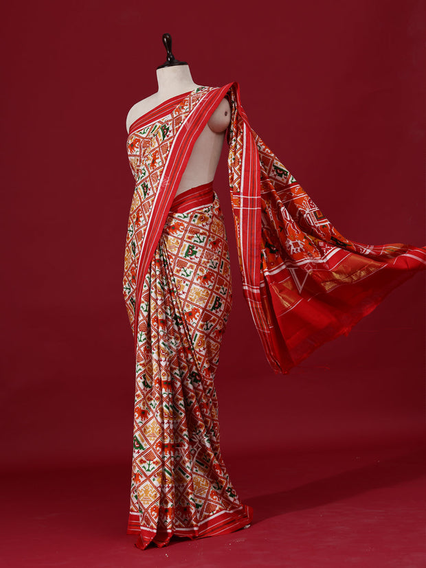 Red Silk Silk Double Ikat Patola Saree