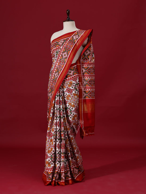 Maroon Silk Double Ikat Patola Silk Saree