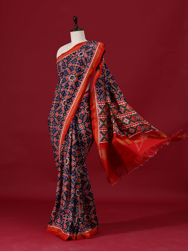 Blue Silk Silk Double Ikat Patola Saree