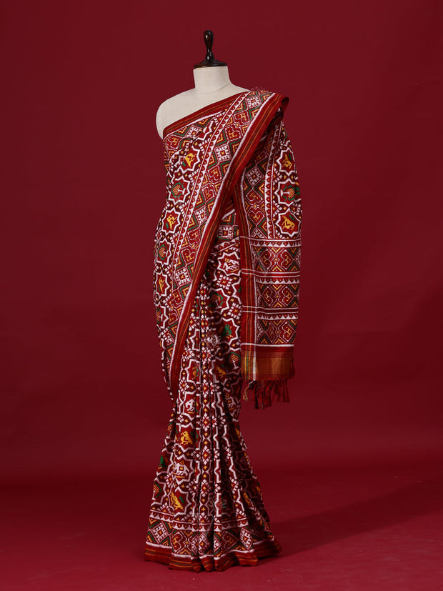 Maroon Silk Silk Double Ikat Patola Saree