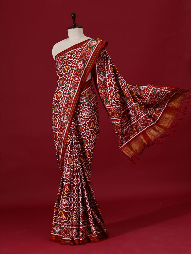 Maroon Silk Silk Double Ikat Patola Saree