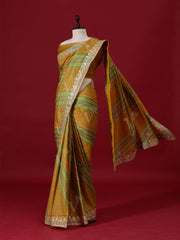 Green Leheriya Tusser Silk saree