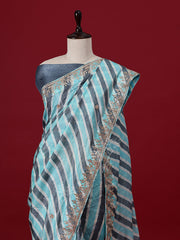 Blue Leheriya Tusser Silk saree