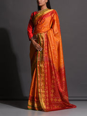 Rust Orange Silk Patola Powerloom Saree