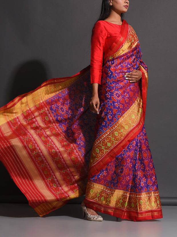 Purple Silk Patola Powerloom Saree