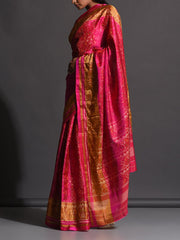 Pink Silk Patola Powerloom Saree