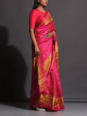 Pink Silk Patola Powerloom Saree