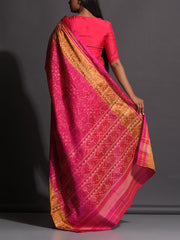 Pink Silk Patola Powerloom Saree