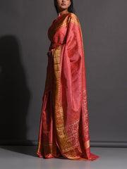 Peach Silk Patola Powerloom Saree