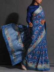 Blue Vasansi Silk Printed Saree